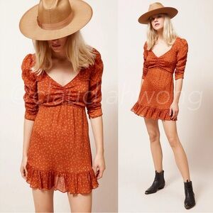 MES DEMOISELLES Francesca 100% Silk Mini Dress in Orange